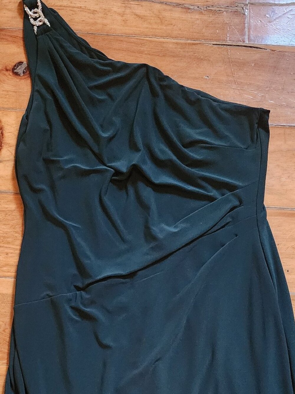 Forest Green Cocktail Dress with with Rhinestone Detail, by Lauren, size 12